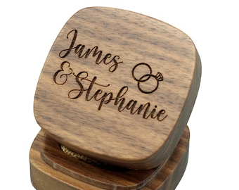 Personalized Wooden Ring Box, Engagement Proposal Ring Box, Ring Bearer Box, Engraved Custom