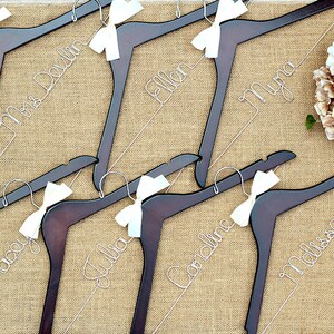 Set of 7 Bridal Party Hangers, Personalized Custom Hanger, Wedding Party Hangers, Bridesmaid Gift, Bride Hanger, Mrs Hanger