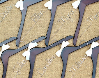 Set of 9 Bridal Party Hangers, Personalized Custom Hanger, Wedding Hangers, Bridesmaid Gift, Bride Hanger, Mrs Hanger