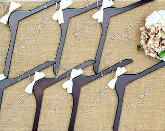 Set of 7 Bridal Party Hangers, Personalized Custom Hanger, Wedding Party Hangers, Bridesmaid Gift, Bride Hanger, Mrs Hanger