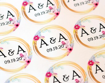 Wedding Stickers, Personalized Stickers, Invitation, Envelope Seal Stickers, Thank You Stickers, Bridal Shower Stickers, D2