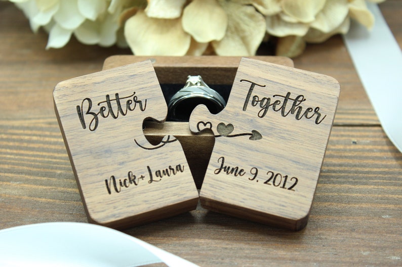 Wooden Ring Puzzle Box Personalized Better Together Ring Box Etsy