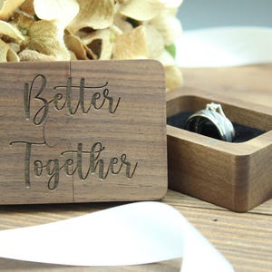 Wooden Ring Puzzle Box, Better Together Ring Box, Engraved Engagement Proposal, Ring Bearer