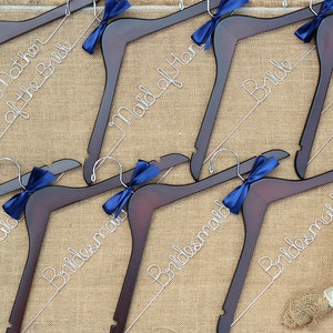 Set of 8 Bridal Hangers, Custom Hangers, Unique Gift, Personalized Wedding Hangers, Bridesmaid Gift, Bride Hanger, Mrs Hanger