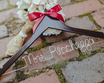 Bride Hanger, Wedding Hanger, Personalized Hanger, Bridal, Wedding Dress Hanger, Custom Wire Hanger, Mrs Hanger, Name Hanger