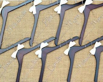 Set of 9 Personalized Bridal Hangers, Custom Hanger, Wedding Party Hangers, Bridesmaid Gift, Bride Hanger, Mrs Hanger