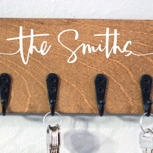 Personalized Key Holder Sign, Family Name, Home Sweet Home, Key Hooks Wall, Key Hanger, Key Rack, Wall Decor