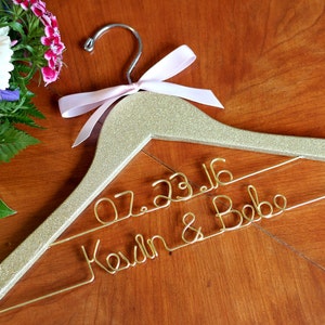 Wedding Hanger, Bride Hanger, Glitter Pink Hanger, Gold Silver Hangers, Personalized Hanger, Bridal Hanger, Mrs Hanger