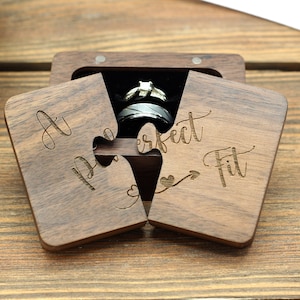 Wooden Ring Puzzle Box, A Perfect Fit Ring Box, Engraved Engagement Proposal, Ring Bearer