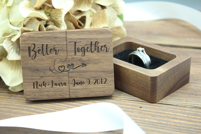 Wooden Ring Puzzle Box Personalized Better Together Ring Box Etsy