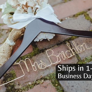 Wedding Hanger, Ships in 1-3 Days, Bride Hanger, Personalized Hanger, Bridal, Wedding Dress Hanger, Custom Wire Hanger, Mrs Hanger