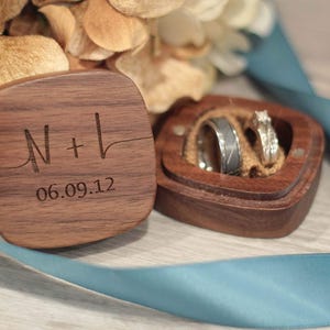Personalized Walnut Wooden Ring Box, Engagement Proposal