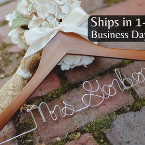 Wedding Hanger, Ships 1-3 Days, Bride Hanger, Personalized Hanger, Bridal, Wedding Dress Hanger, Custom Wire Hanger, Mrs Hanger, Name Hanger