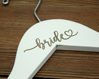 Engraved Bride Heart Hanger, Wedding Dress Hanger, Wooden Hanger, Bride Hanger