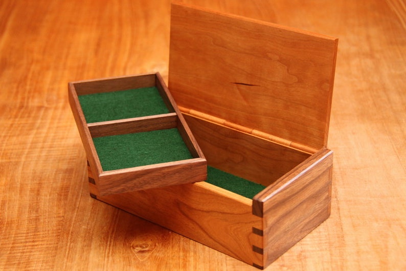 Wooden jewellery box hidden hinge Etsy