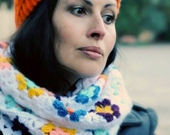 Crochet Loop Scarf Pattern: Easy To Make Granny Square Cowl (PDF Pattern)