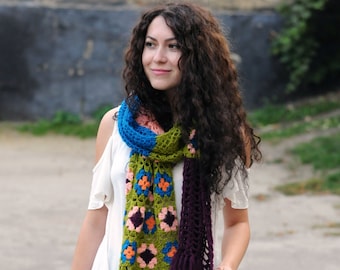 Crochet scarf pattern Crochet boho shawl pattern Fringe scarf pattern Crochet wrap pattern Crochet lace shawl pattern Crochet shoulder wrap