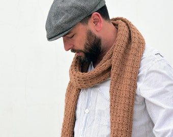 Easy knit scarf pattern for men or women, unisex scarf knitting pattern, winter thick scarf beginner knitting pattern Christmas gift for him