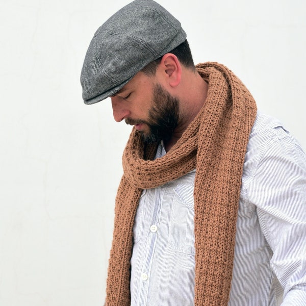 Easy knit scarf pattern for men or women, unisex scarf knitting pattern, winter thick scarf beginner knitting pattern Christmas gift for him