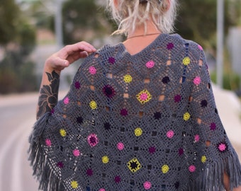 Crochet Poncho Pattern: Fringed Summer Lace Top (PDF)