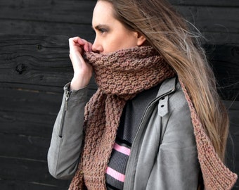 Chunky Knit Scarf Pattern: Unisex Neck Warmer (PDF)