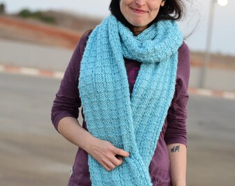 Chunky Knit Scarf Pattern: Easy Textured Fringe Scarf Knitting Pattern PDF