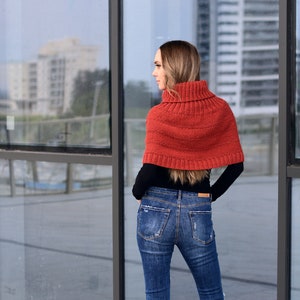 Patrón de capa de punto fácil, patrón de capa de cuello alto para mujer, capa de punto sin costuras con cuello alto extragrande, patrón PDF fácil