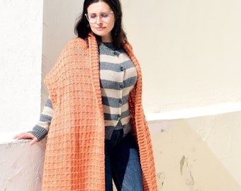 Knit oversized scarf pattern, easy knitting pattern for chunky knit wrap, knitted shawl pattern, DIY Christmas gifts for women Xmas gifts