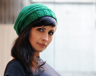 Slouchy Knit Hat Pattern: Unisex Cable Beanie (PDF)