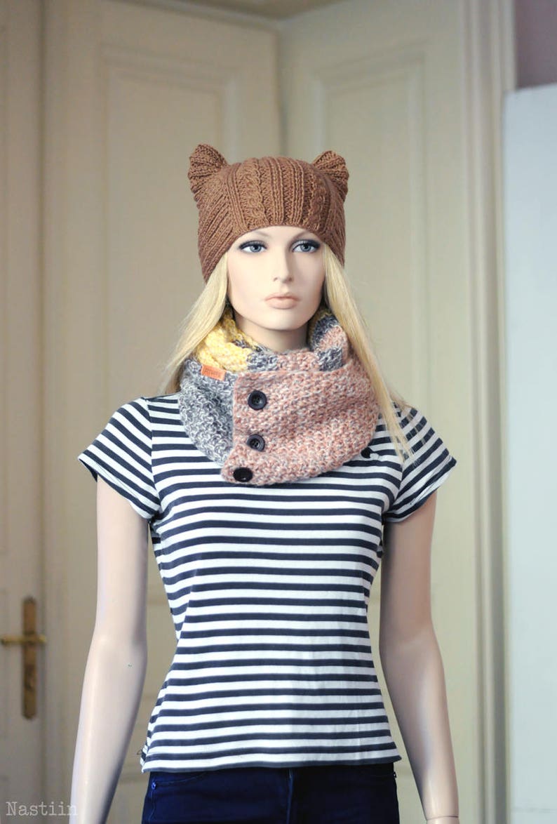 Knit cat ears hat pattern Knit cat hat pattern Knit cat ear Etsy