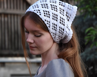 Crochet Triangle Scarf Pattern: Hair Bandana and Lace Shawl, 2-in-1 (PDF)