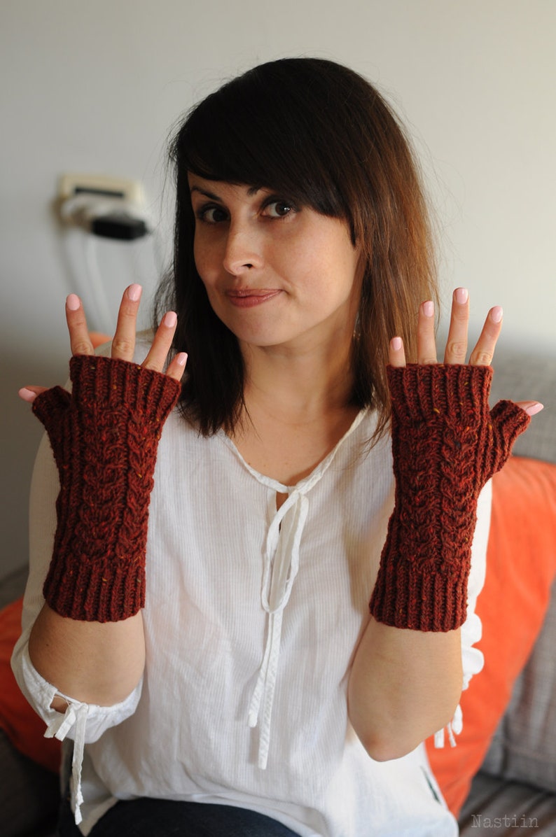 Easy Knit Fingerless Gloves Pattern Knit Fingerless Mitts Etsy UK