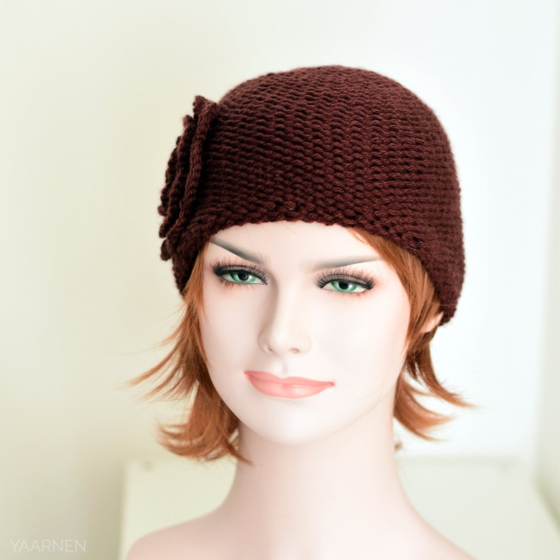 Knit flower beanie hat pattern Flower hat knitting Crochet hat Etsy