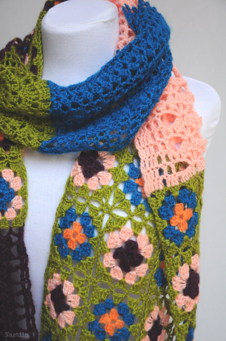 Crochet scarf pattern Crochet boho shawl pattern Fringe scarf pattern Crochet wrap pattern Crochet lace shawl pattern Crochet shoulder wrap image 4