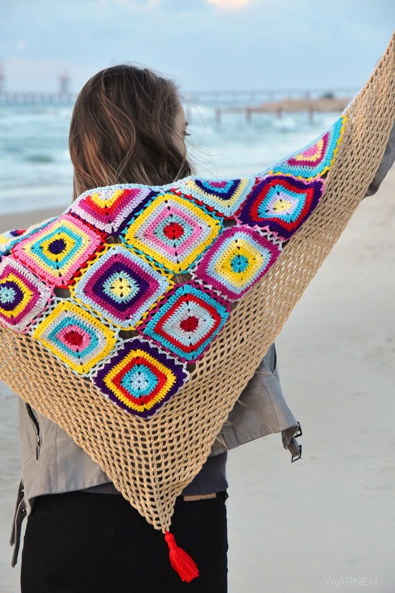 Crochet Shawl PDF Pattern Triangle Scarf Pattern Boho | Etsy