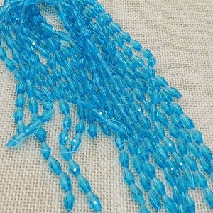 Aqua Bohemian Glass 12mm x 6mm Lantern Beads. (1 strand) (33 beads)