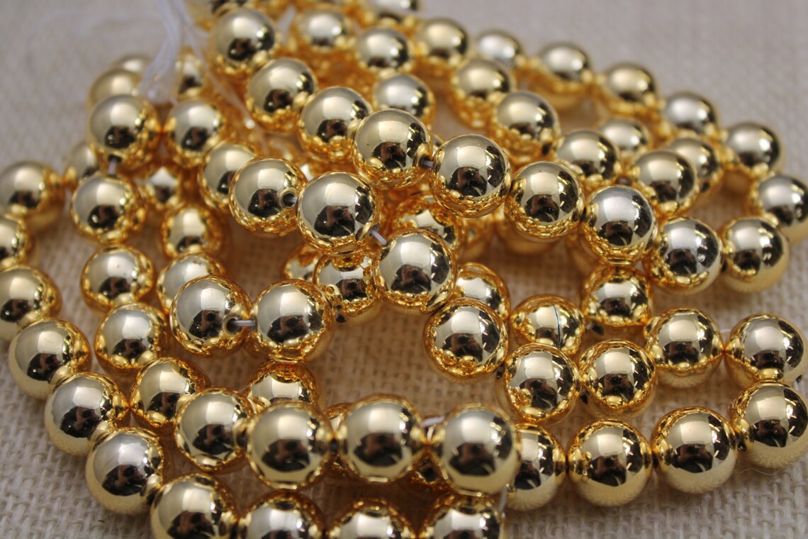 New High Quality Made in Japan Gold 12mm Round Beads 24 Etsy