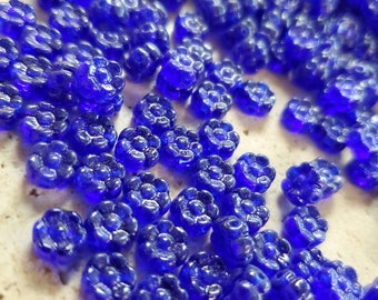 Beautiful 6mm Cobalt Flower Czech Glass Beads (300 Pieces)