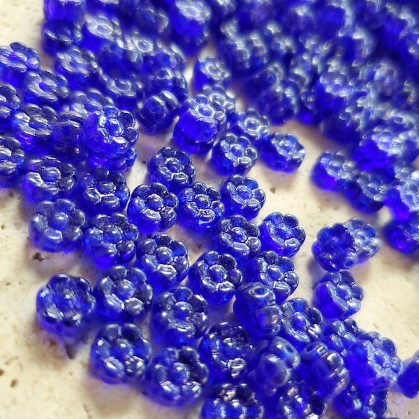 Beautiful 6mm Cobalt Flower Czech Glass Beads (300 Pieces)