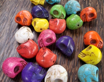 15 x 18mm Multi Color Howlite Skull Beads (1 strand)