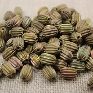 Raw Brass Corrugated 12mm Oblong Bead (16 Pieces)