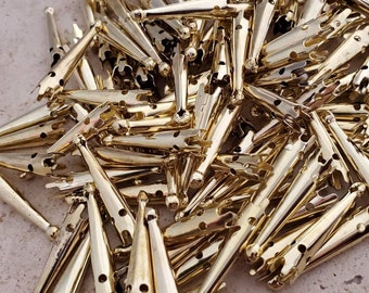 Shiny Gold 32mm Bolo Tips (10 Pieces)