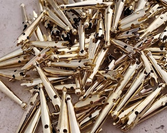 Shiny Gold 32mm Bolo Tips (10 Pieces)