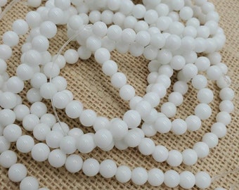 6mm White Porcelain Round Beads (65 Pieces)
