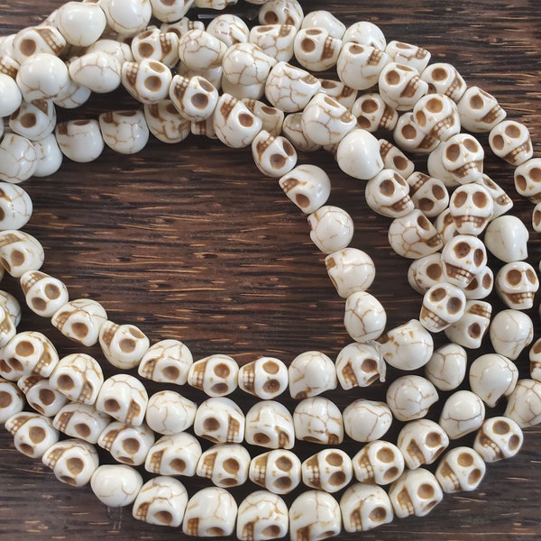 8 x 10mm Howlite Skull Beads (1 strand)