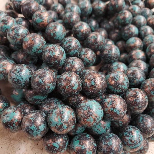 16mm Copper Patina Lucite Round Beads (11 Pieces)