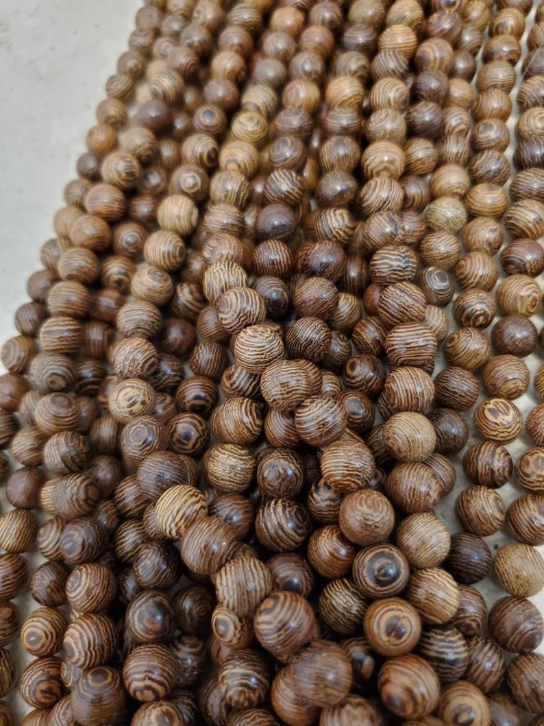 8mm Brown Wood Beads with Veins 50 pieces image 4
