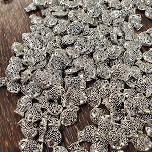 Pewter Scaley Fish Beads (20 Pieces)