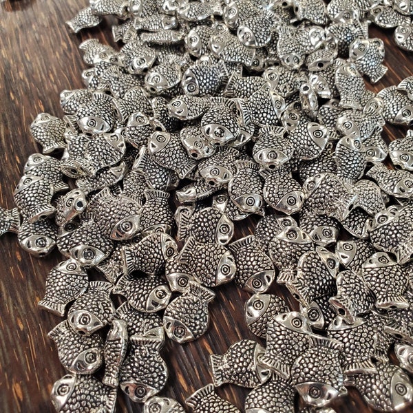 Pewter Scaley Fish Beads (20 Pieces)