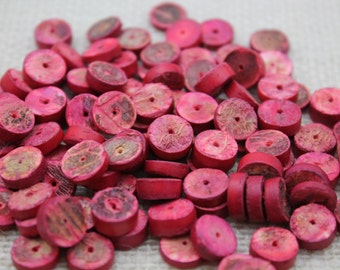 Vintage Light Red Coco Wood Heishi (48 Pieces)